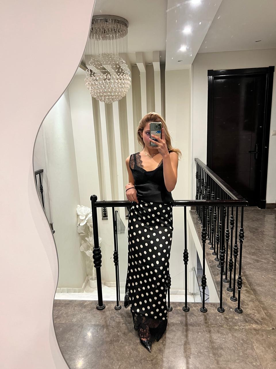 Polka maxi skirt