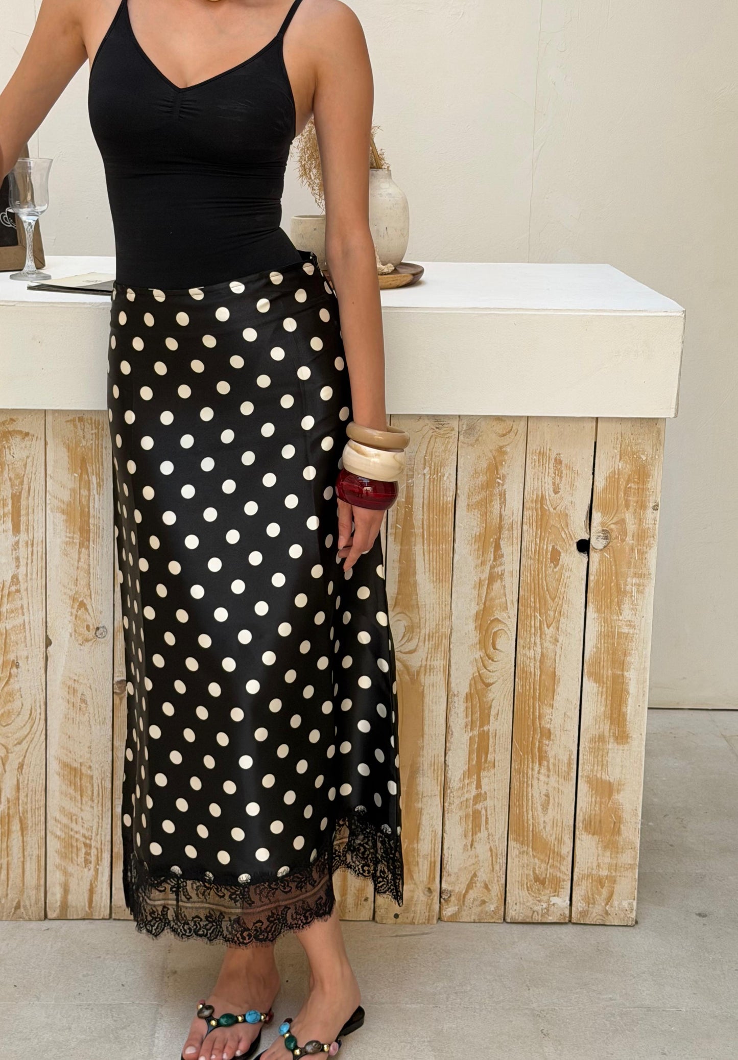 Polka maxi skirt
